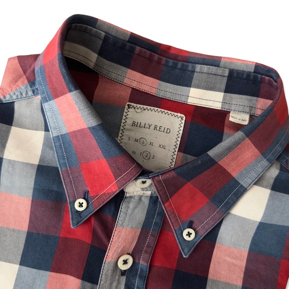 Billy Reid Buffalo Check Oxford Shirt Made in Italy - Picture 4 of 13